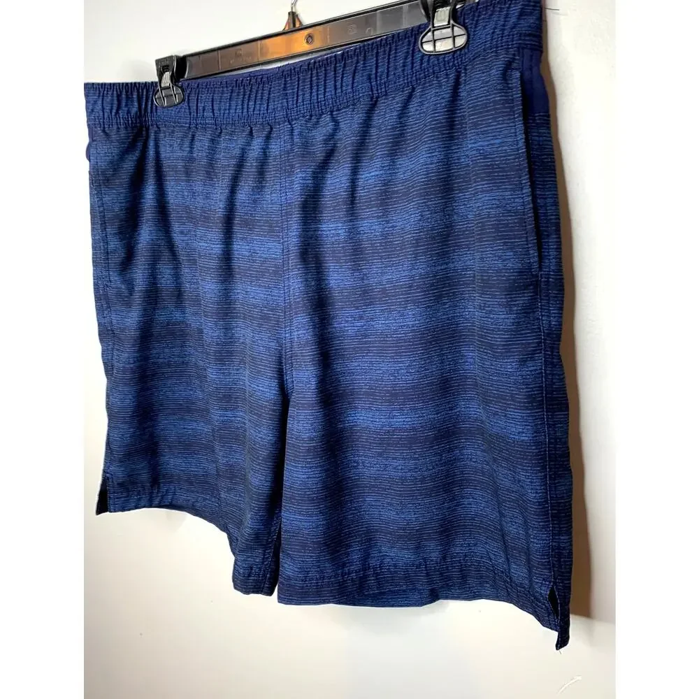 Speedo Men's XXL/TTG Navy Swimsuit Elastic Waist Back Zip Pocket